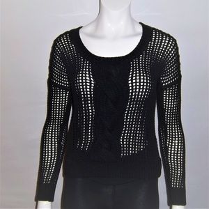 EXPRESS Black Open Knit Sweater W/Chunky Mid-Front
